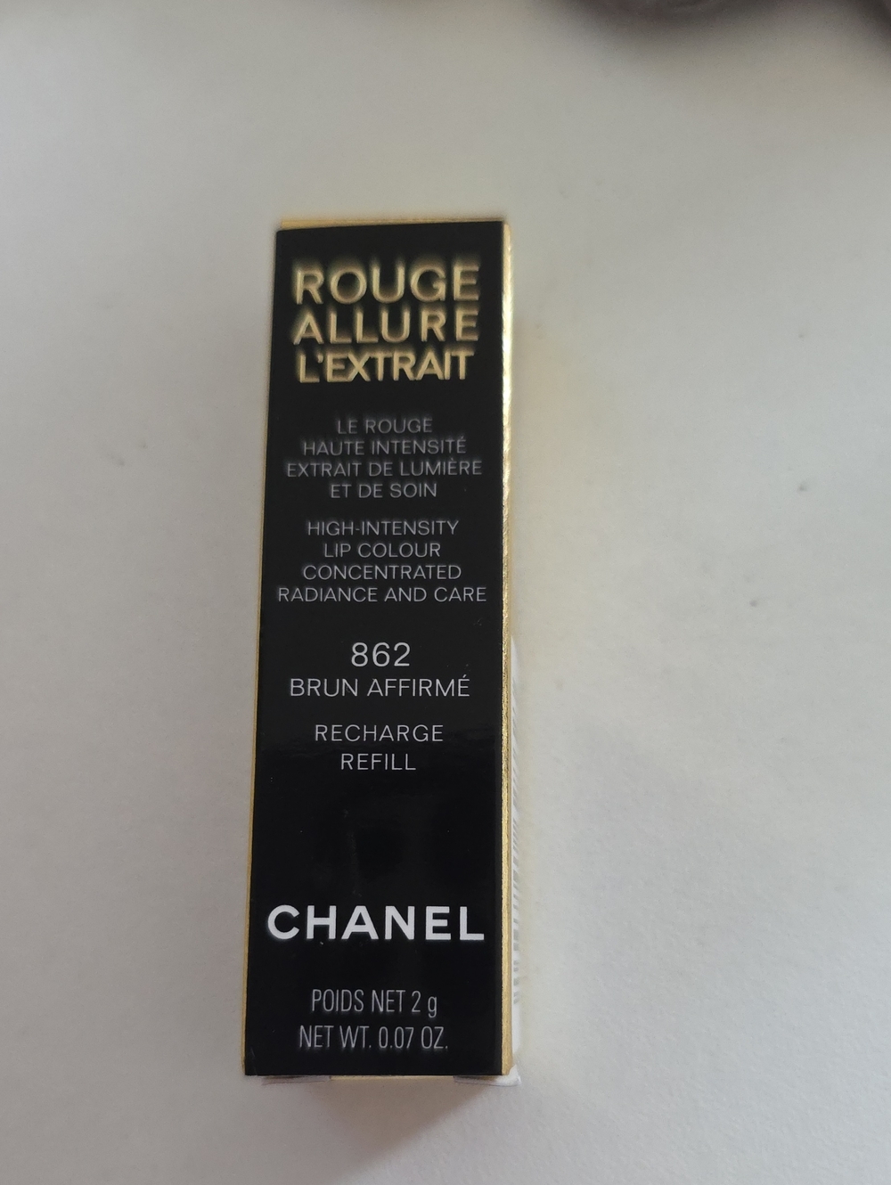 CHANEL Rouge Allure L'Extrait Refill 862 Brun Affirmé - Black & Gold Packaging